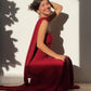 Modest Mermaid Strapless Red Long Prom Dress Evening Dresses With Ribbon C1707