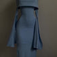 Modest Sheath Strapless Blue Long Sleeves Prom Dress Evening Dresses C1710