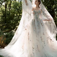 Luxury Ball Gown Off The Shoulder Short Sleeves Flowers Lace Wedding Dress C173