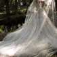 Luxury Ball Gown Off The Shoulder Short Sleeves Flowers Lace Wedding Dress C173