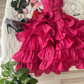 Simple Ball Gown Straps Hot Pink knee Length Ruffles Homecoming Dresses C1744