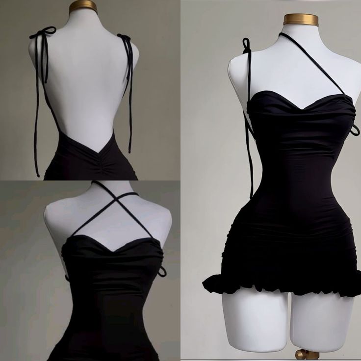 Jolie robe fourreau à bretelles spaghetti noire courte pour soirée de mariage, petite robe noire C1752