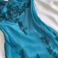 Modest Sheath Spaghetti Straps Chiffon Blue Prom Dress Party Dress With Beads C1765