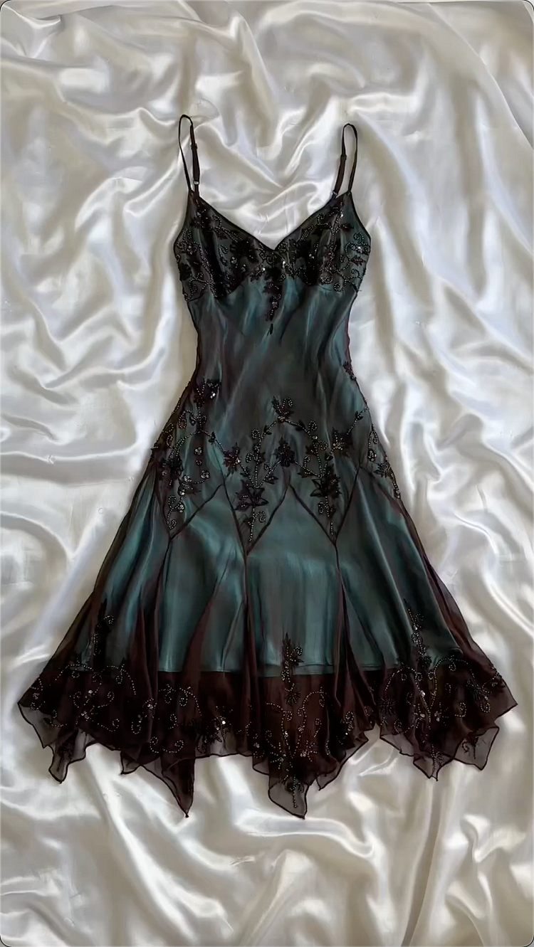 Modest Sheath Spaghetti Straps Chiffon Prom Dresses Evening Dress With Beads C1766