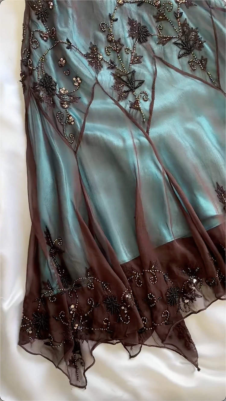 Modest Sheath Spaghetti Straps Chiffon Prom Dresses Evening Dress With Beads C1766