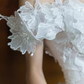 Luxury Ball Gown Off The Shoulder Short Sleeves White Lace Wedding Dress C176