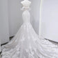 Robe de mariée blanche sexy à manches longues et épaules dénudées en dentelle et sirène C1786