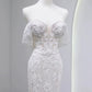Robe de mariée blanche sexy à manches longues et épaules dénudées en dentelle et sirène C1786
