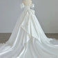 Simple Ball Gown Sweetheart Satin Long White Wedding Dresses With Bow C1788