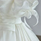 Simple Ball Gown Sweetheart Satin Long White Wedding Dresses With Bow C1788