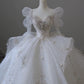 Dreamy Ball Gown Sweetheart Long Sleeves White Lace Wedding Dresses With Beads C1795