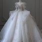 Dreamy Ball Gown Sweetheart Long Sleeves White Lace Wedding Dresses With Beads C1795