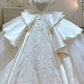 Dreamy Ball Gown Sweetheart Short Puffy Sleeves White Lace Wedding Dresses With Beads C1797