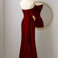Robes de bal longues à paillettes rouges simples sans bretelles sirène C17