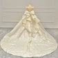 Robe de mariée intemporelle à manches longues bouffantes et à paillettes avec nœud papillon C1800