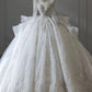 Dreamy Ball Gown Sweetheart Long Sleeves White Lace Wedding Dresses With Beads C1801