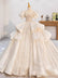 Dreamy Ball Gown Strapless White Lace With Gloves Long Wedding Dresses C3851