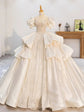 Dreamy Ball Gown Square Neckline Sequin White Long Sleeves Wedding Dresses With Beads C1805
