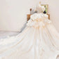 Dreamy Ball Gown Sweetheart Short Sleeves White Lace Wedding Dresses With Beads C1802