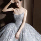 Dreamy Ball Gown Sweetheart Sequin Silver Long Wedding Dresses With Beads C1803