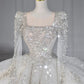 Dreamy Ball Gown Square Neckline Sequin White Long Sleeves Wedding Dresses With Beads C1805
