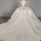 Dreamy Ball Gown Square Neckline Sequin White Long Sleeves Wedding Dresses With Beads C1805