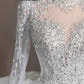 Dreamy Ball Gown High Neckline Sequin White Long Sleeves Wedding Dresses With Beads C1806