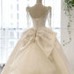Simple Ball Gown Sweetheart White Long Sleeves Satin Wedding Dresses With Beads C1808