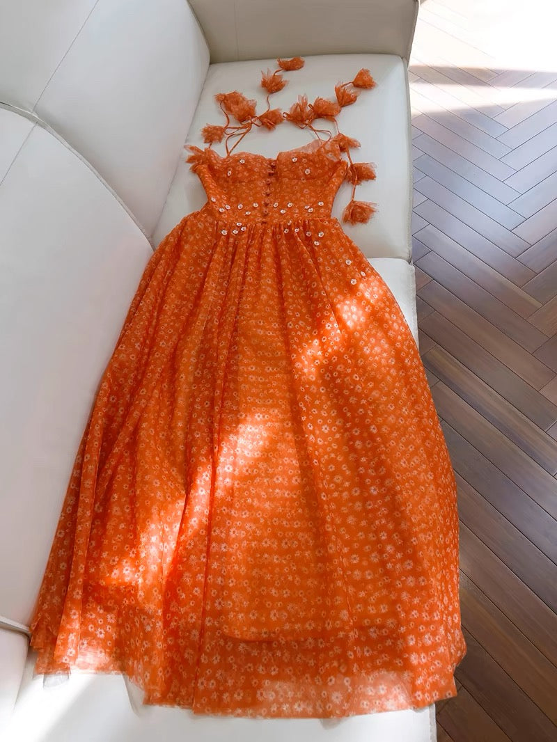 Robe de bal chic à bretelles spaghetti en organza et tulle, robe de soirée C1833