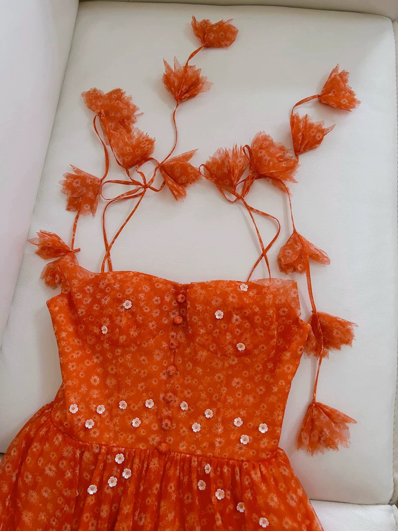 Robe de bal chic à bretelles spaghetti en organza et tulle, robe de soirée C1833