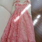 Elegant A line Straps Pink Lace Prom Dresses Sexy Evening Dress With Bows C1845