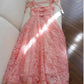 Elegant A line Straps Pink Lace Prom Dresses Sexy Evening Dress With Bows C1845