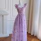 Elegant A Line Straps Sleeveless Lilac Lace Prom Dress Evening Dresses C1858