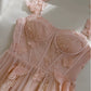Elegant A Line Straps Sleeveless Blush Pink Lace Prom Dress Evening Dresses C1859