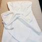Robe de soirée courte en satin blanc sans bretelles, simple, coupe A, robe d'anniversaire, C1864