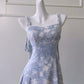 Sexy A Line Straps Sleeveless Green Blue Long Prom Dresses C1893