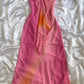 Robe de soirée élégante en mousseline de soie rose ombré avec perles et ligne A C1902