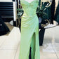 Robe de soirée élégante en satin rose à paillettes et décolleté en cœur, robe de bal fendue, C1929