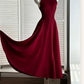 Robe de soirée élégante de style A-line longueur cheville bordeaux C1949