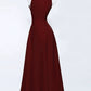 Robe de soirée élégante de style A-line longueur cheville bordeaux C1949