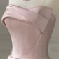 Modest A line Strapless Long Light Pink Prom Dresses Evening Party Dress C1953