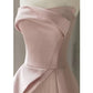 Modest A line Strapless Long Light Pink Prom Dresses Evening Party Dress C1953