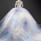 Robe de bal de conte de fées, décolleté sans bretelles, fleurs en Tulle, longues robes de mariée C197