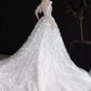 Robe de bal princesse hors de l'épaule Tulle fleurs longues robes de mariée C200