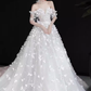 Robe de bal princesse hors de l'épaule Tulle fleurs longues robes de mariée C200