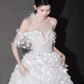 Robe de bal princesse hors de l'épaule Tulle fleurs longues robes de mariée C200