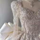 Robe de bal princesse manches longues robes de mariée en satin C203