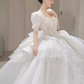 Princess Ball Gown Half Sleeves Lace Wedding Dresses C205