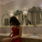 Sexy A line Spaghetti Straps Slim Fit Red Long Prom Dress Slit Evening Dresses C2080