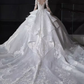 Elegant Ball Gown High neckline Long Sleeves Satin Wedding Dresses C210
